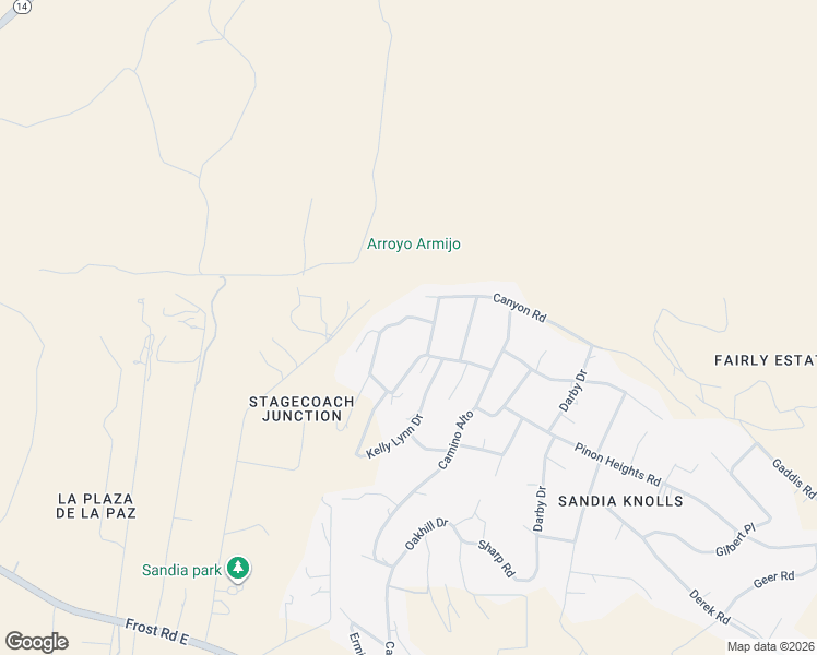 map of restaurants, bars, coffee shops, grocery stores, and more near 22 Lakeview Circle in Sandia Park