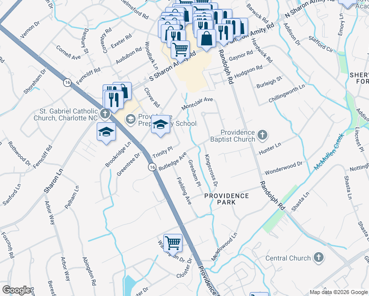 map of restaurants, bars, coffee shops, grocery stores, and more near 1350 Rutledge Avenue in Charlotte
