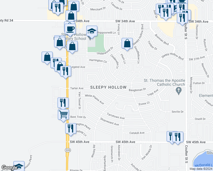 map of restaurants, bars, coffee shops, grocery stores, and more near 7718 Tripp Avenue in Amarillo