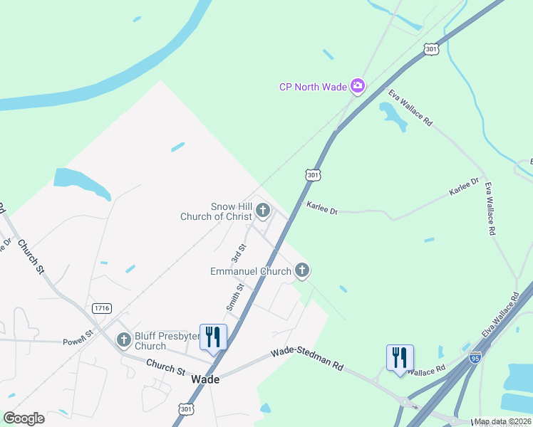 map of restaurants, bars, coffee shops, grocery stores, and more near 4060 McKethan Street in Wade