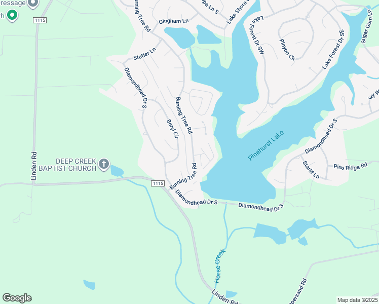 map of restaurants, bars, coffee shops, grocery stores, and more near 1355 Burning Tree Road in Pinehurst