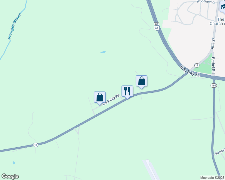 map of restaurants, bars, coffee shops, grocery stores, and more near 420 Rock City Road in Pulaski