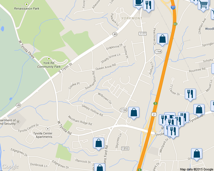 map of restaurants, bars, coffee shops, grocery stores, and more near 328 Doughton Lane in Charlotte