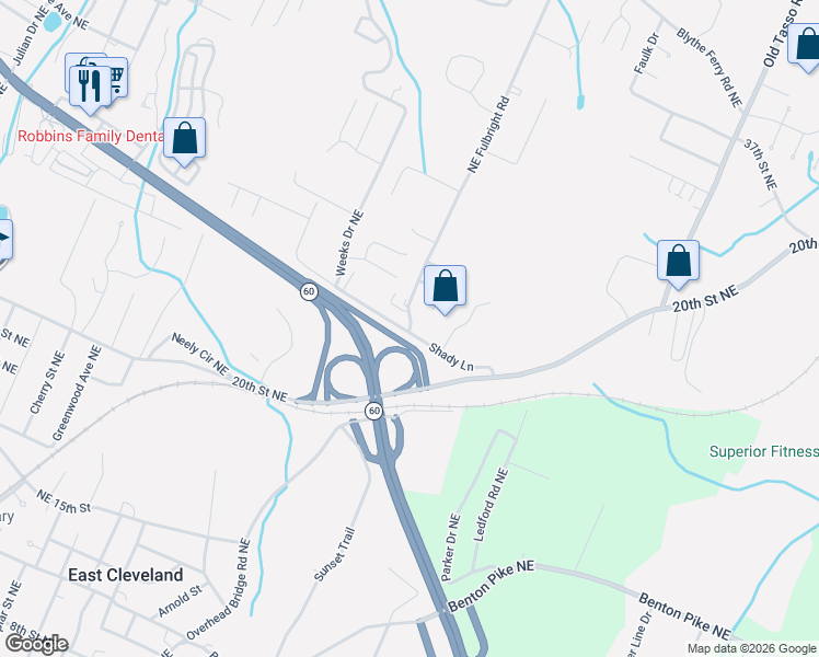map of restaurants, bars, coffee shops, grocery stores, and more near 3005 Overlook Drive Northeast in Cleveland