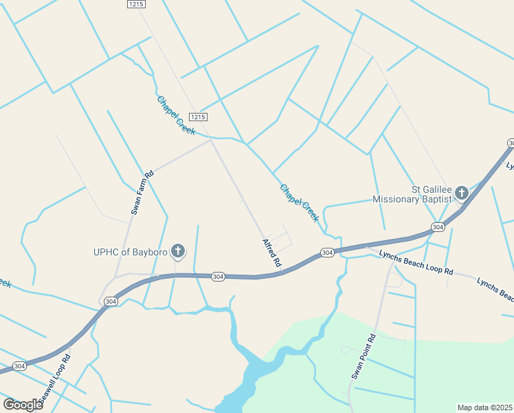 map of restaurants, bars, coffee shops, grocery stores, and more near 232 Alfred Road in Bayboro