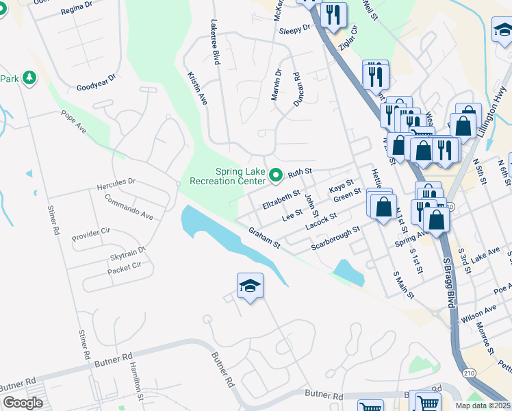 map of restaurants, bars, coffee shops, grocery stores, and more near 412-498 Warfield St in Spring Lake