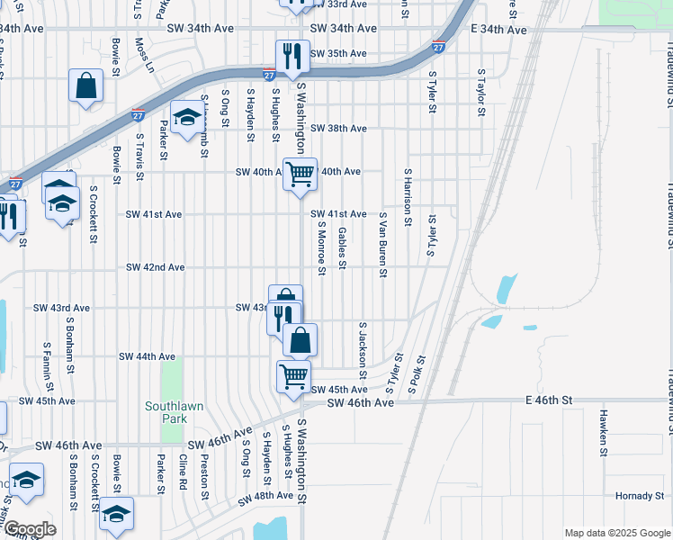 map of restaurants, bars, coffee shops, grocery stores, and more near 4200 Gables Street in Amarillo
