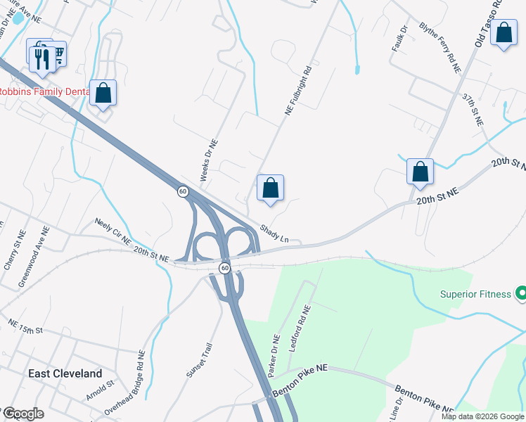 map of restaurants, bars, coffee shops, grocery stores, and more near 3005 Overlook Drive Northeast in Cleveland