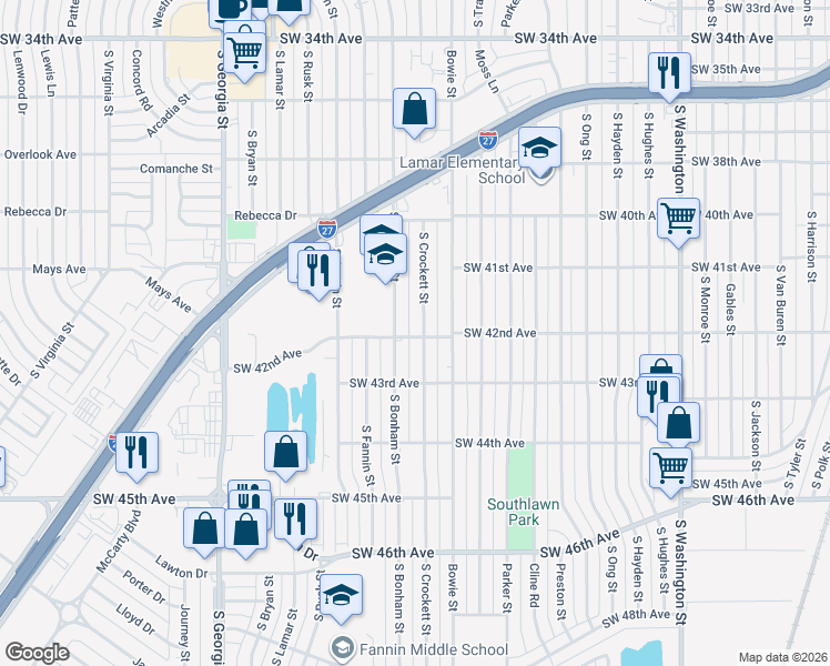 map of restaurants, bars, coffee shops, grocery stores, and more near 1900-1998 W 42nd Ave in Amarillo