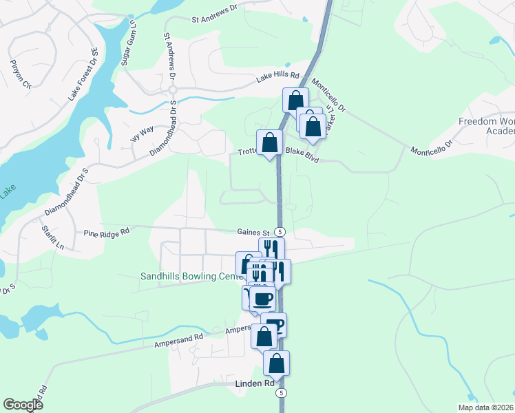map of restaurants, bars, coffee shops, grocery stores, and more near 200 Holly Pines Drive in Aberdeen