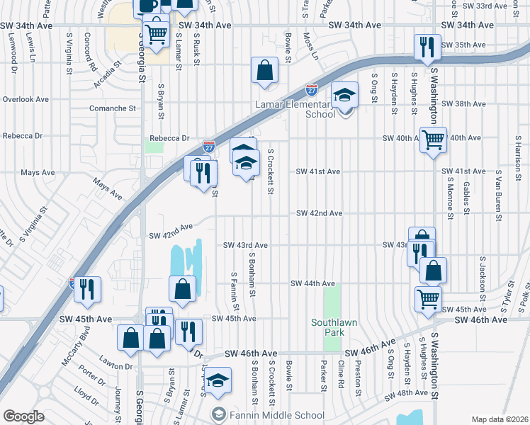map of restaurants, bars, coffee shops, grocery stores, and more near 1900-1998 W 42nd Ave in Amarillo