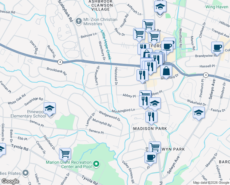map of restaurants, bars, coffee shops, grocery stores, and more near in Charlotte