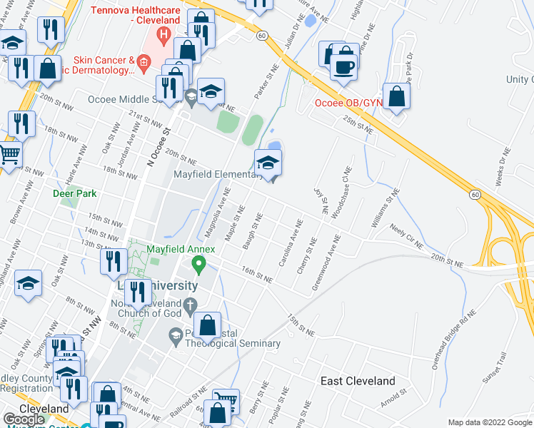 map of restaurants, bars, coffee shops, grocery stores, and more near 1925 Clemmer Street Northeast in Cleveland