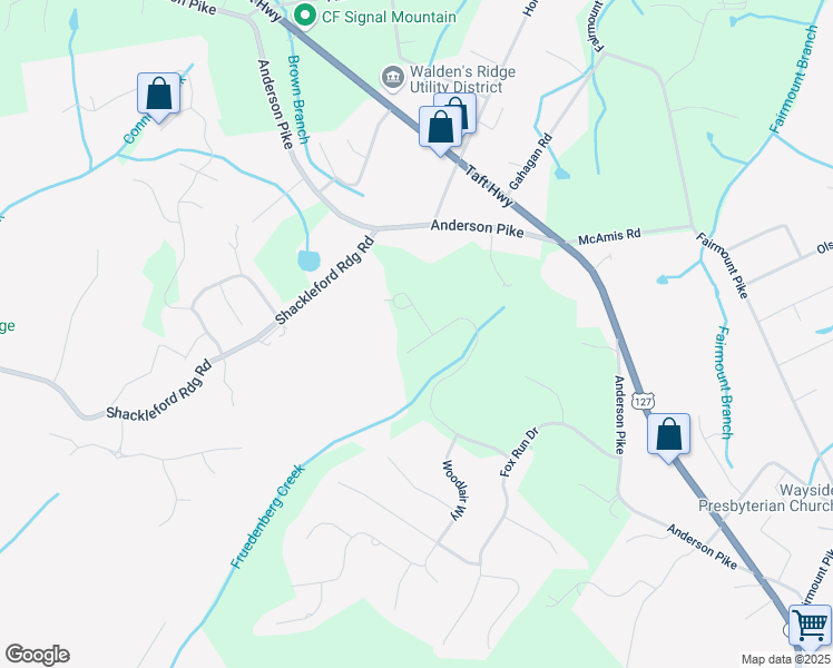 map of restaurants, bars, coffee shops, grocery stores, and more near 2449 Wood Sorrell Ln in Signal Mountain