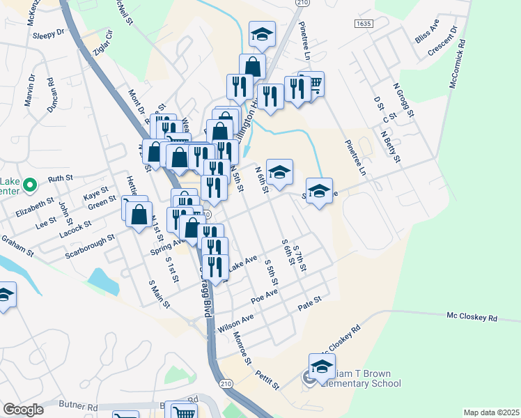 map of restaurants, bars, coffee shops, grocery stores, and more near 504 Spring Avenue in Spring Lake