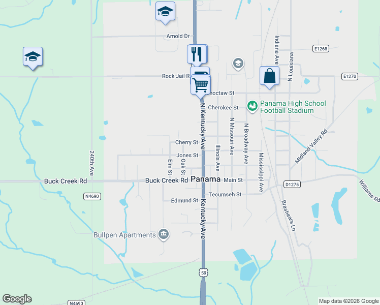 map of restaurants, bars, coffee shops, grocery stores, and more near 112 Jones Street in Panama