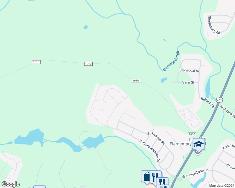 map of restaurants, bars, coffee shops, grocery stores, and more near 413 Letterfearn Drive in Fayetteville