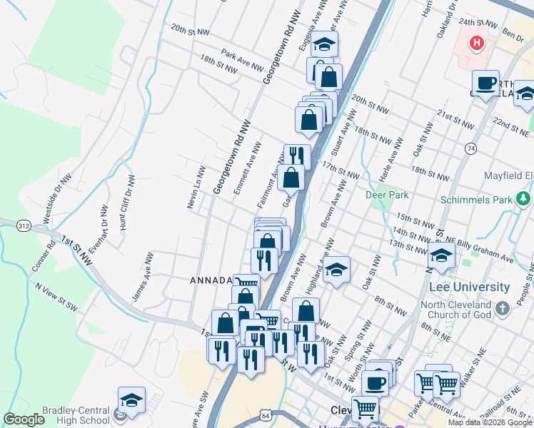 map of restaurants, bars, coffee shops, grocery stores, and more near 806 Willow Street Northwest in Cleveland