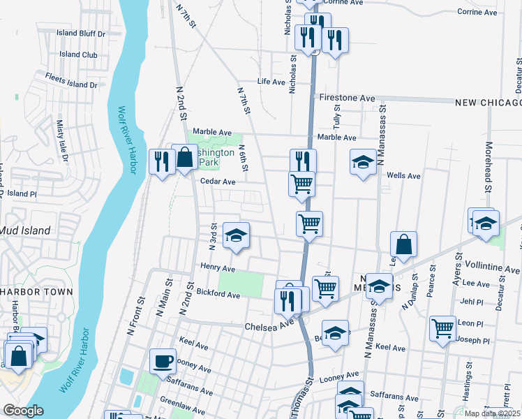 map of restaurants, bars, coffee shops, grocery stores, and more near 265 Faithful Alley in Memphis