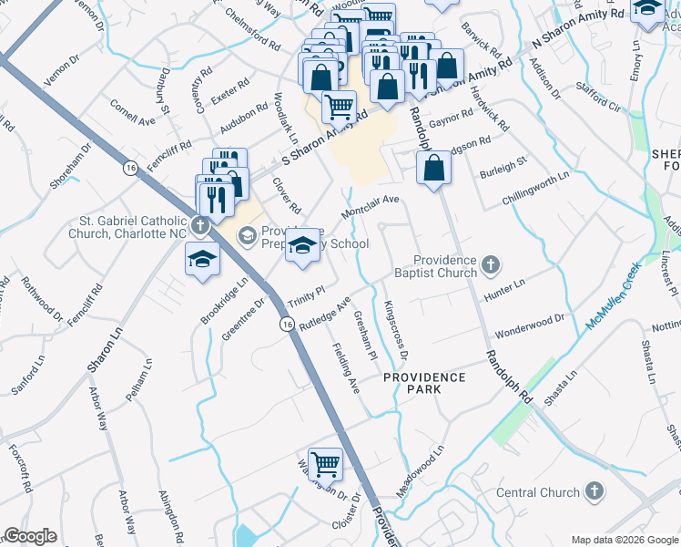 map of restaurants, bars, coffee shops, grocery stores, and more near 1350 Rutledge Avenue in Charlotte