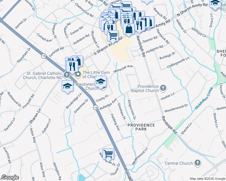 map of restaurants, bars, coffee shops, grocery stores, and more near 1350 Rutledge Avenue in Charlotte