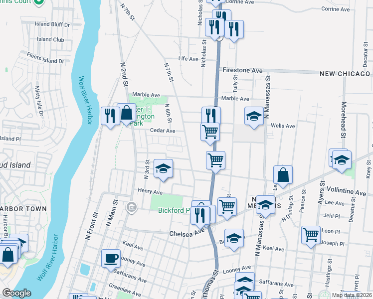 map of restaurants, bars, coffee shops, grocery stores, and more near 265 Faithful Alley in Memphis