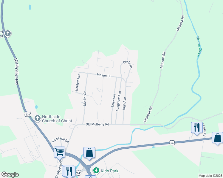 map of restaurants, bars, coffee shops, grocery stores, and more near 134 Terry Ave in Fayetteville