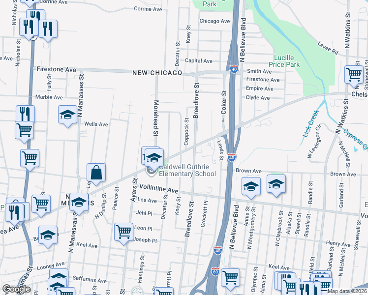 map of restaurants, bars, coffee shops, grocery stores, and more near 1016 Chelsea Avenue in Memphis