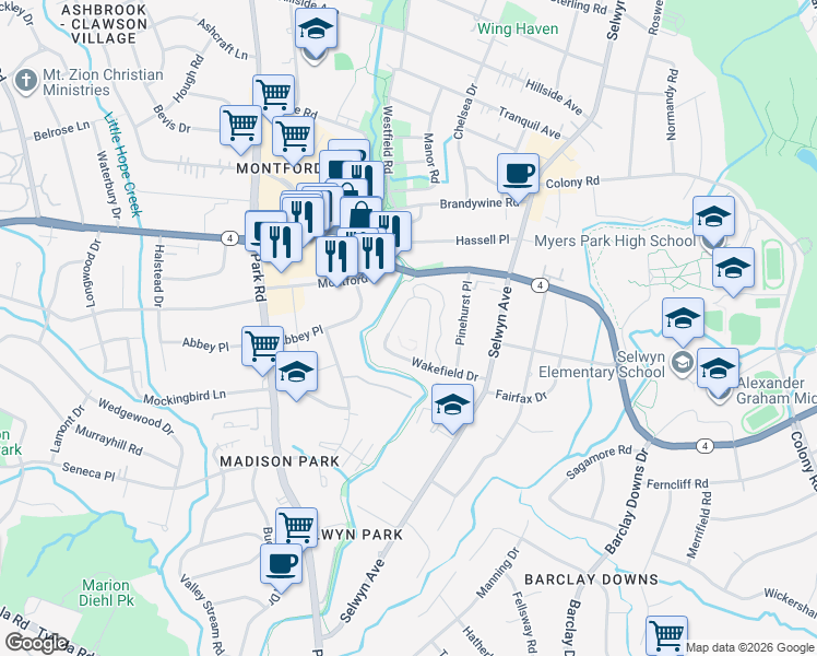 map of restaurants, bars, coffee shops, grocery stores, and more near in Charlotte