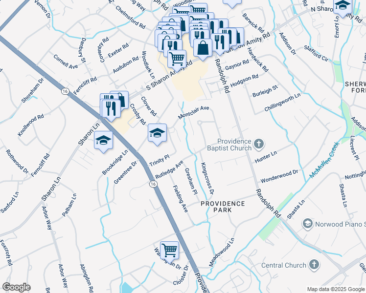 map of restaurants, bars, coffee shops, grocery stores, and more near 1334 Rutledge Avenue in Charlotte