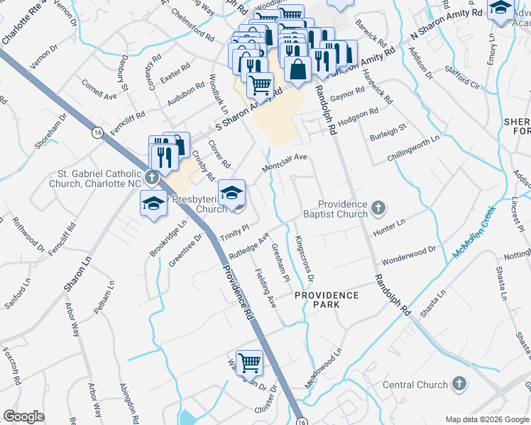 map of restaurants, bars, coffee shops, grocery stores, and more near 1350 Rutledge Avenue in Charlotte