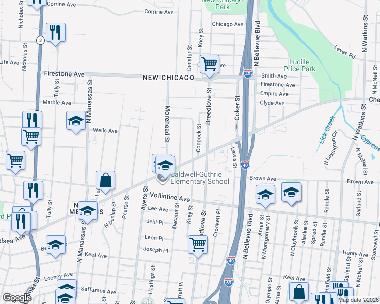 map of restaurants, bars, coffee shops, grocery stores, and more near 1016 Chelsea Avenue in Memphis