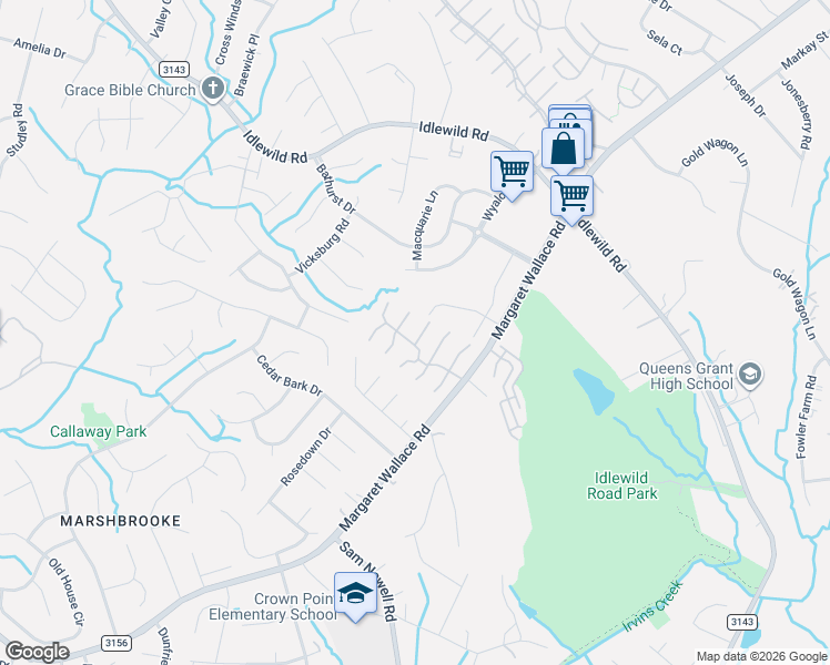 map of restaurants, bars, coffee shops, grocery stores, and more near 4170 Melrose Club Drive in Matthews