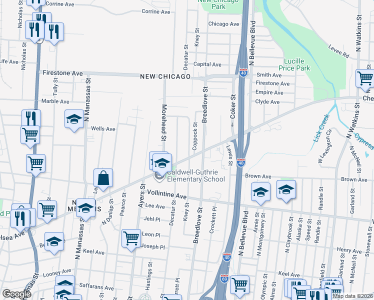 map of restaurants, bars, coffee shops, grocery stores, and more near 1016 Chelsea Avenue in Memphis