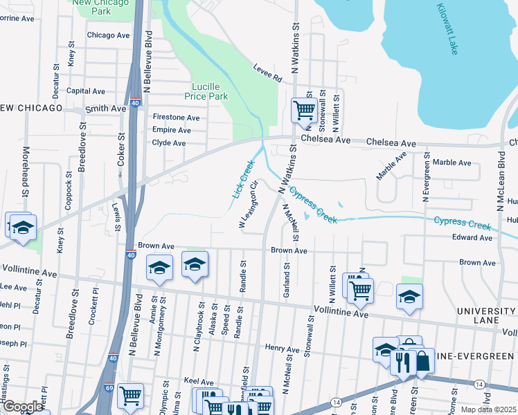 map of restaurants, bars, coffee shops, grocery stores, and more near 1105 North Watkins Street in Memphis
