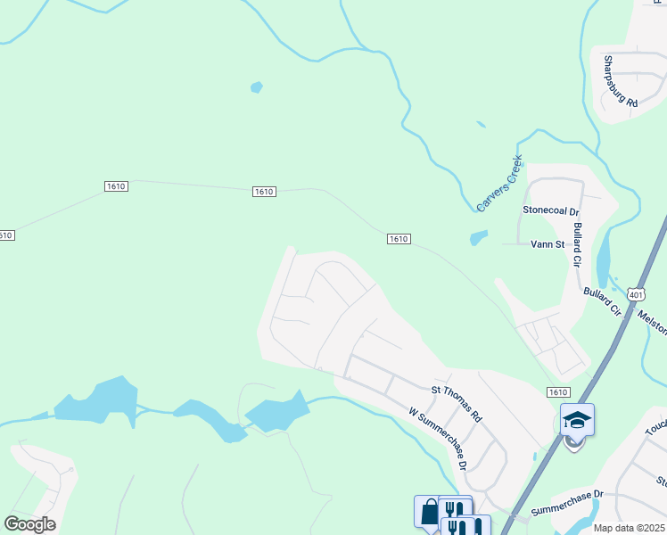 map of restaurants, bars, coffee shops, grocery stores, and more near 429 Letterfearn Drive in Fayetteville