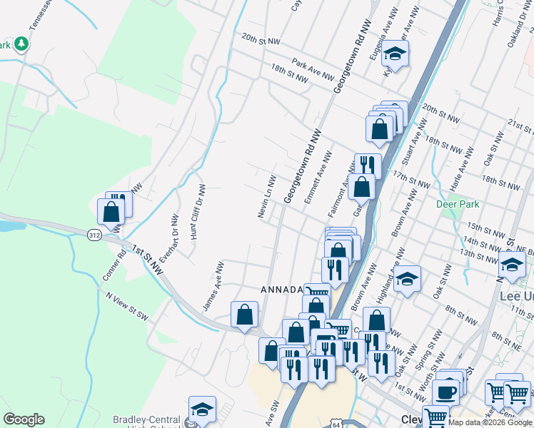 map of restaurants, bars, coffee shops, grocery stores, and more near 1107 Sunset Avenue Northwest in Cleveland