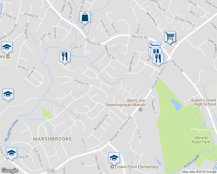 map of restaurants, bars, coffee shops, grocery stores, and more near 9328 Tibble Creek Way in Charlotte
