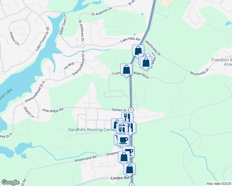 map of restaurants, bars, coffee shops, grocery stores, and more near 200 Holly Pines Drive in Aberdeen