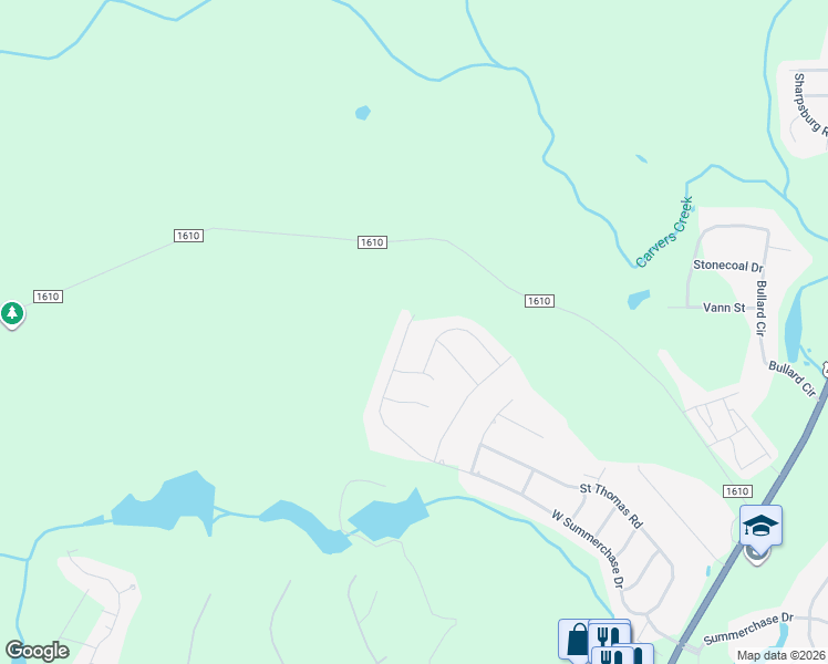 map of restaurants, bars, coffee shops, grocery stores, and more near 636 West Summerchase Drive in Fayetteville