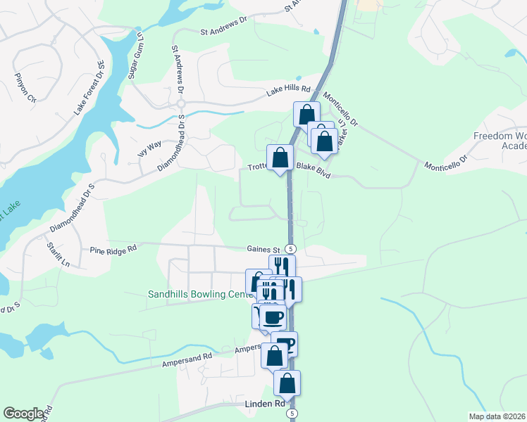 map of restaurants, bars, coffee shops, grocery stores, and more near 200 Holly Pines Drive in Aberdeen