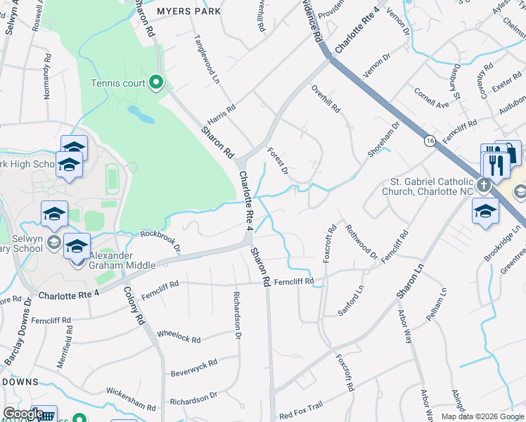 map of restaurants, bars, coffee shops, grocery stores, and more near in Charlotte