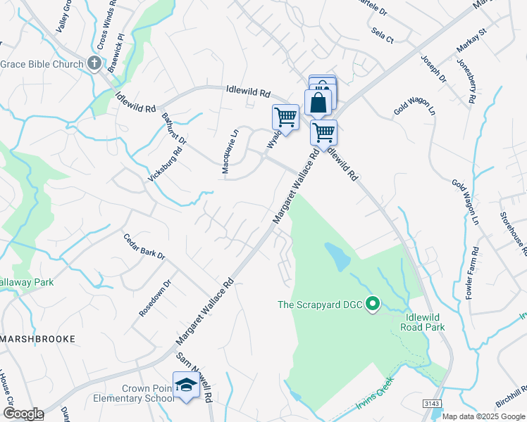 map of restaurants, bars, coffee shops, grocery stores, and more near 4313 Margaret Wallace Road in Matthews
