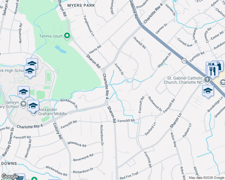 map of restaurants, bars, coffee shops, grocery stores, and more near in Charlotte