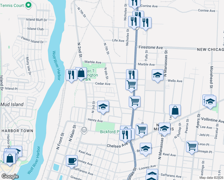 map of restaurants, bars, coffee shops, grocery stores, and more near 1065 North 7th Street in Memphis