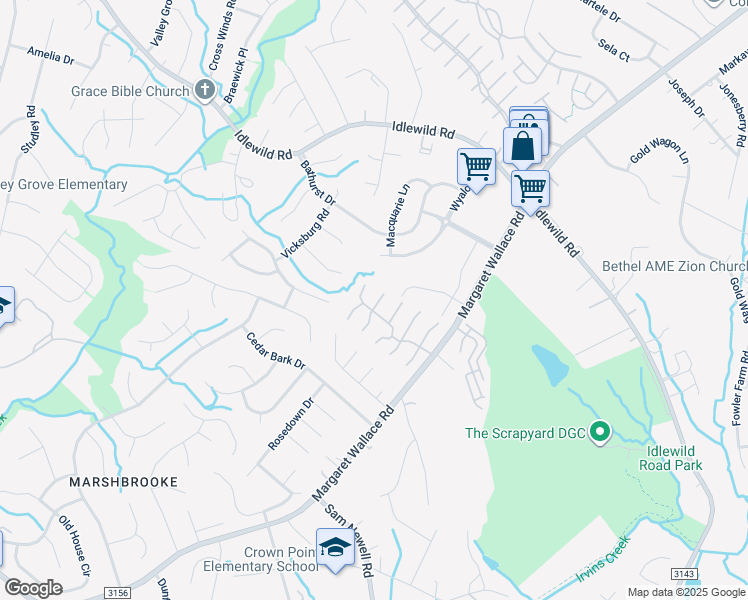 map of restaurants, bars, coffee shops, grocery stores, and more near 4248 Melrose Club Drive in Matthews
