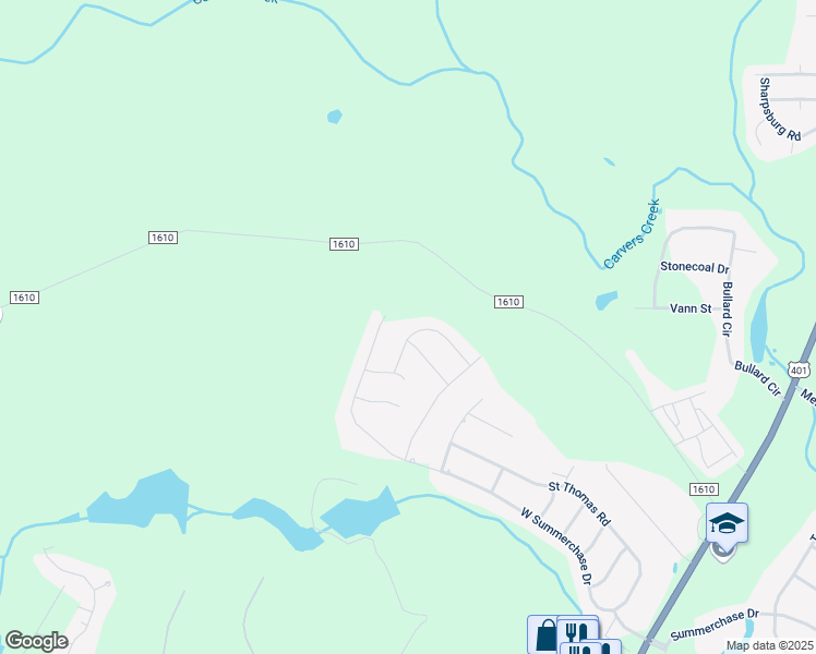 map of restaurants, bars, coffee shops, grocery stores, and more near 440 Letterfearn Drive in Fayetteville