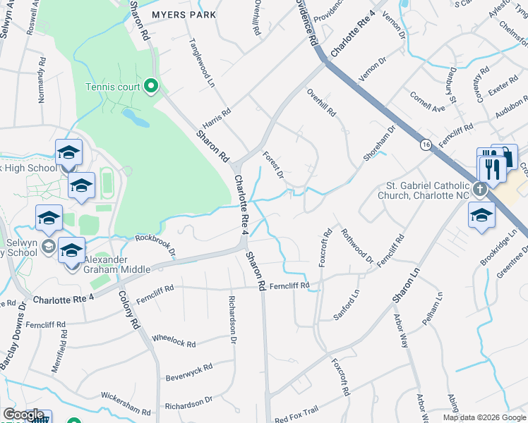 map of restaurants, bars, coffee shops, grocery stores, and more near in Charlotte