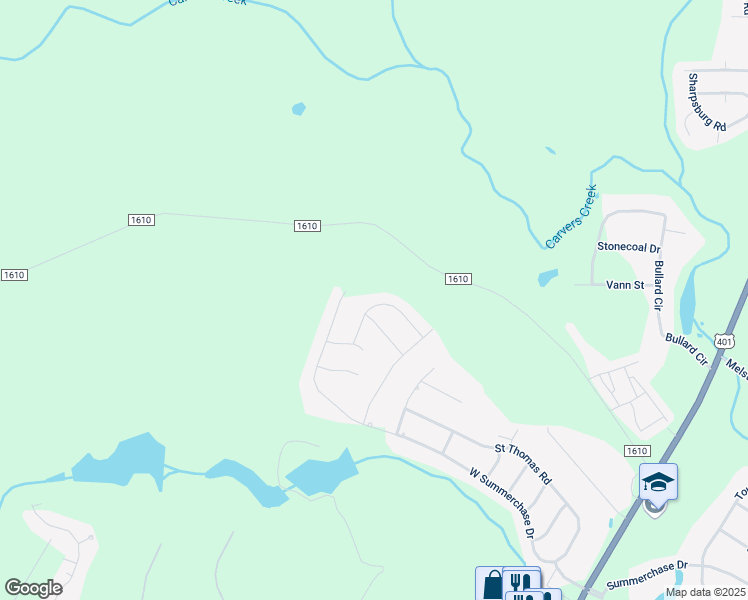 map of restaurants, bars, coffee shops, grocery stores, and more near 436 Letterfearn Drive in Fayetteville