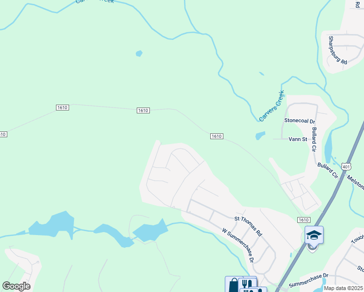 map of restaurants, bars, coffee shops, grocery stores, and more near 428 Letterfearn Drive in Fayetteville
